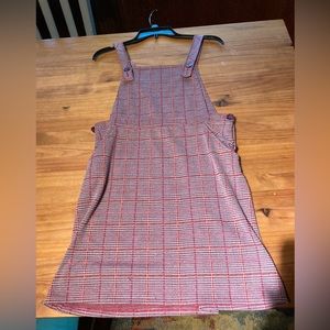 Wonder nation red and purple plaid overall dress